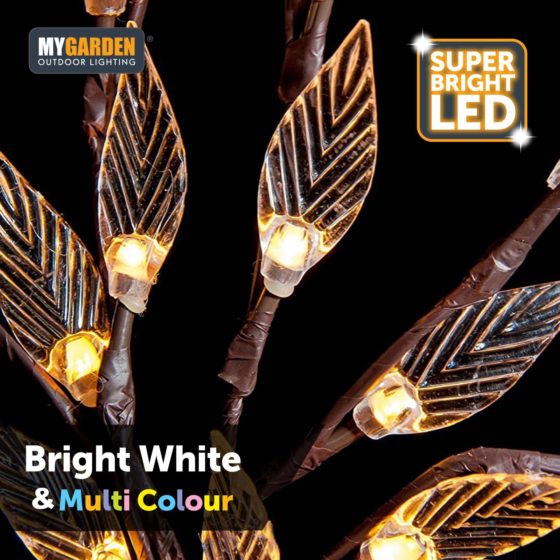 Solar Garden Tree Light 72cm 60 LED Bright White Multicolour