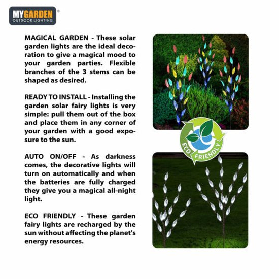 Solar Garden Tree Light 72cm 60 LED Bright White Multicolour