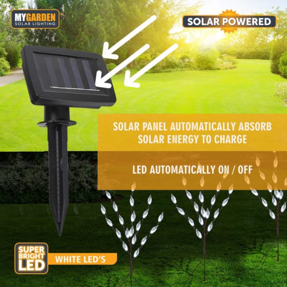 Solar Garden Tree Light 72cm 60 LED Bright White Multicolour