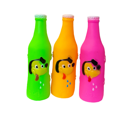 Interactive Squeaky Dog Toy Beer Bottle Design