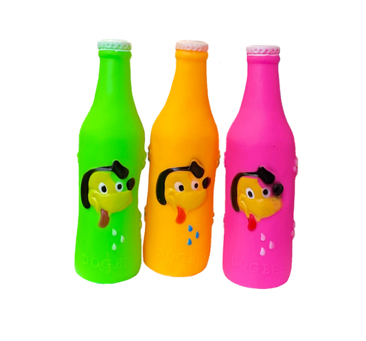 Interactive Squeaky Dog Toy Beer Bottle Design