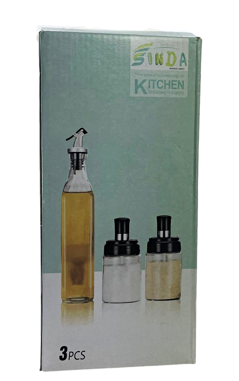 Glass Seasoning Spice Oil Vinegar Bottle Set of 3