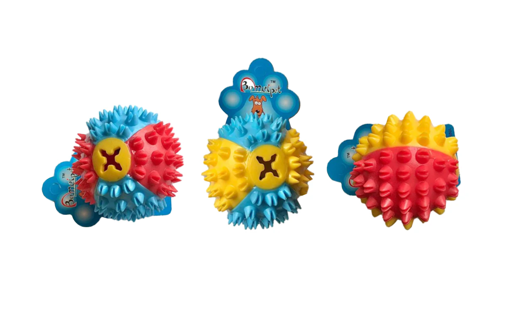 Interactive Spikey Dog Toy Treat Ball 7 cm in Assorted Colors