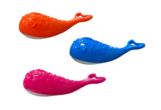 12cm Pet Dog Whale Squeaky Toy with Stars and Bone Design