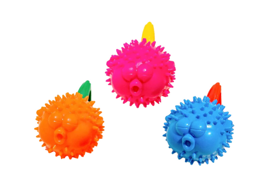 Squeaky Puffer Fish Dog Toy Ball Colorful Interactive Playtime