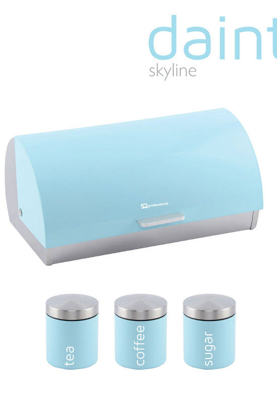 SQ Professional Gems Metal Bread Bin with 3 Canisters Skyline Collection