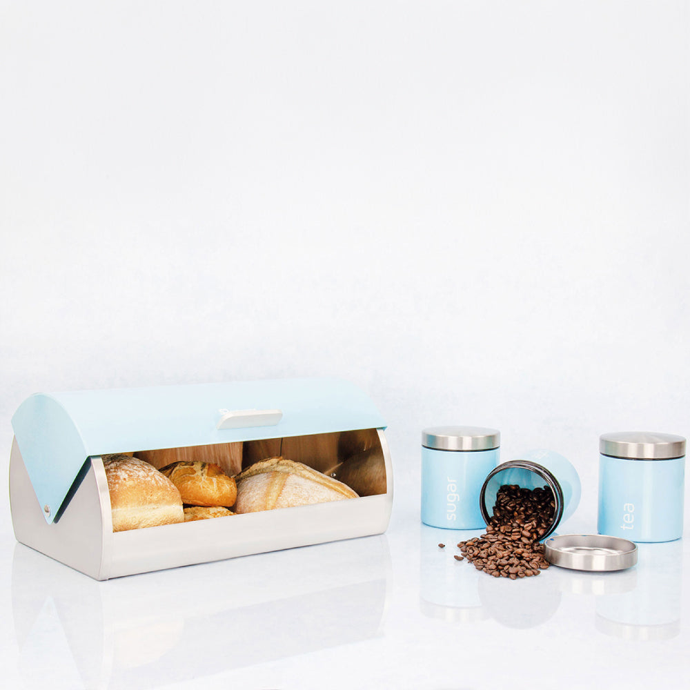 SQ Professional Gems Metal Bread Bin with 3 Canisters Skyline Collection