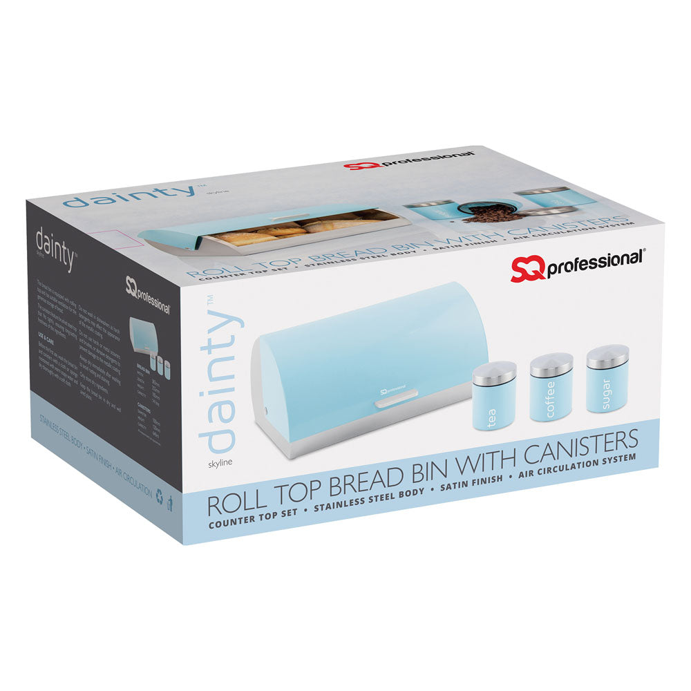 SQ Professional Gems Metal Bread Bin with 3 Canisters Skyline Collection
