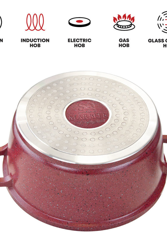 SQ Professional Nea Marbell Effect Diecast Stockpot Set 5 Piece Rossa Set