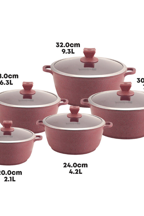 SQ Professional Nea Marbell Effect Diecast Stockpot Set 5 Piece Rossa Set