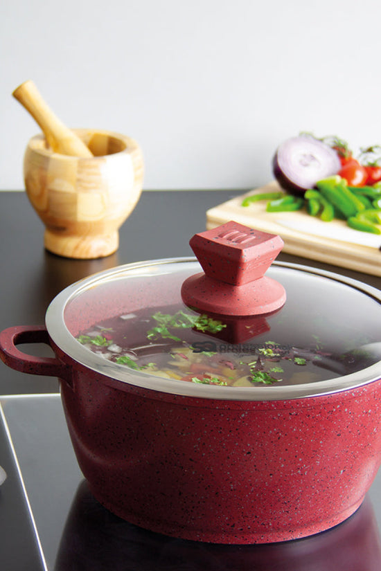 SQ Professional Nea Marbell Effect Diecast Stockpot Set 5 Piece Rossa Set