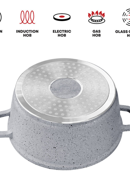 SQ Professional Nea Marbell Effect Diecast Stockpot Set 5Piece Grigio Cookware Collection