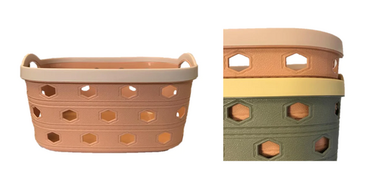 Colorful Small Plastic Bathroom Pegs Storage Basket with Handles