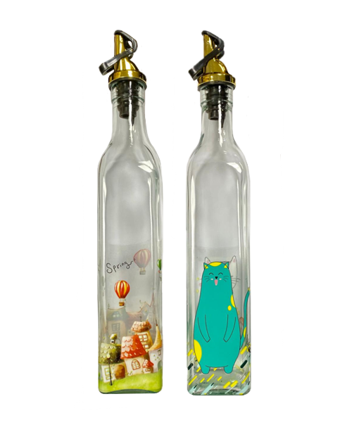 Glass Oil and Vinegar Bottle 500ml Assorted Designs