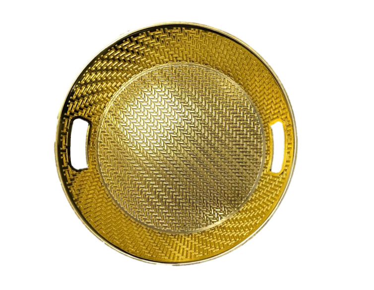 Elegant Plastic Round Serving Tray Patterned Design 26 cm