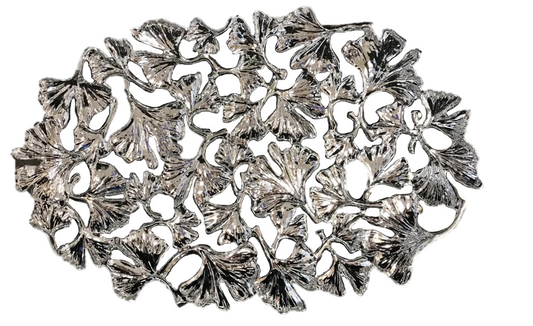 Elegant Plastic Oval Serving Tray with Ginkgo Leaves Design in Assorted Colors