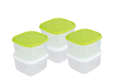 Mini Square Food Storage Containers 80ml Pack of 6 with Assorted Color Lids