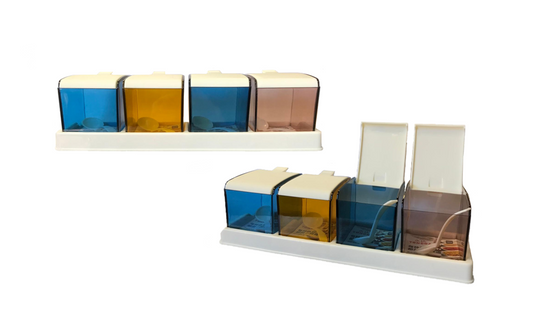 Colorful Plastic Spice Rack Storage Containers Set of 4 28 x 8 cm