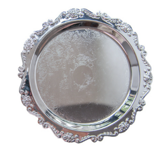 Baroque Style Flower Design Plastic Serving Tray 36 cm