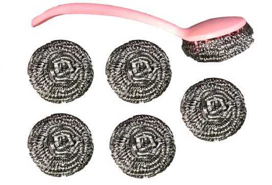 6Piece Kitchen Scourers and Brush Set for Sparkling Clean Utensils