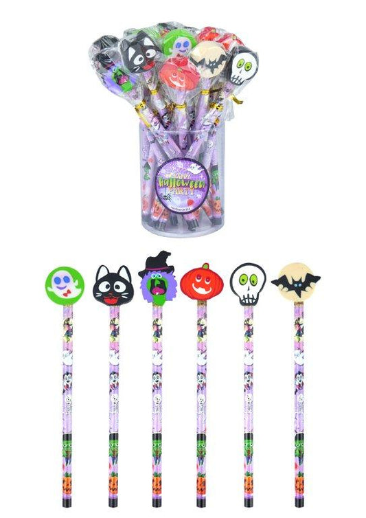 Halloween Themed Eraser Topped Pencil Set Assorted Designs