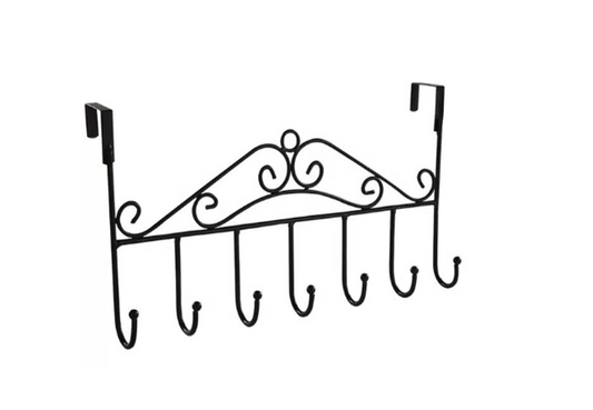 Modern Black Metal Coat Hook Door Hanger Rack 40 x 21 cm