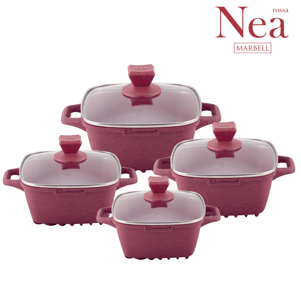 SQ Professional Nea Marbell Effect Square Stockpot Set of 4 with Vortex Base