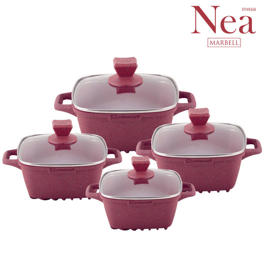 SQ Professional Nea Marbell Effect Square Stockpot Set of 4 with Vortex Base