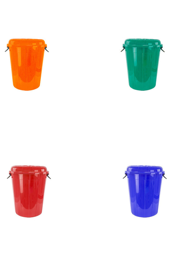 30L Plastic Eco Storage Drum Bin Bucket with Side Handles Assorted Colours