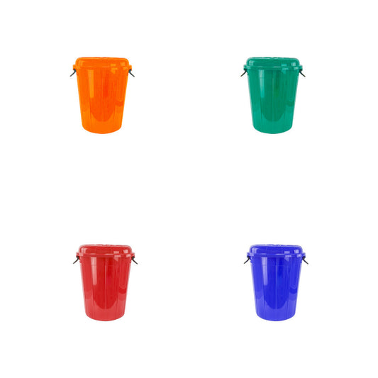 30L Plastic Eco Storage Drum Bin Bucket with Side Handles Assorted Colours