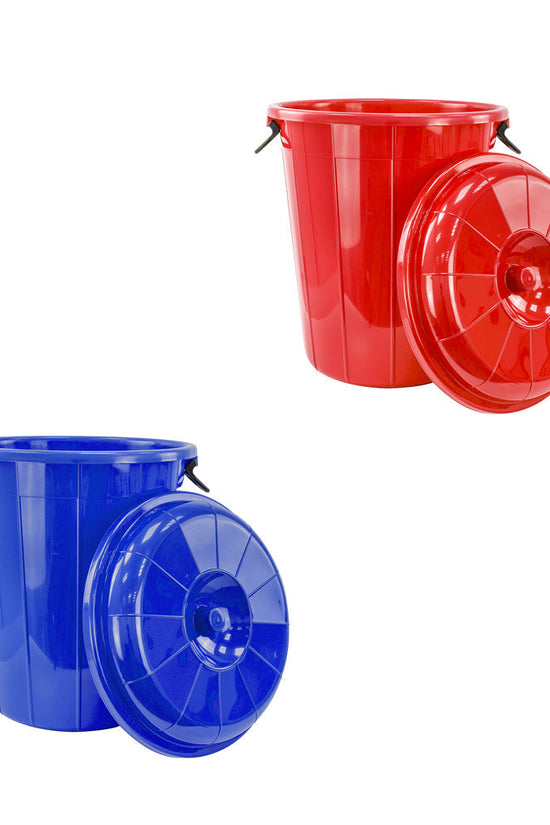 30L Plastic Eco Storage Drum Bin Bucket with Side Handles Assorted Colours