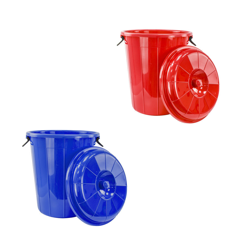 30L Plastic Eco Storage Drum Bin Bucket with Side Handles Assorted Colours