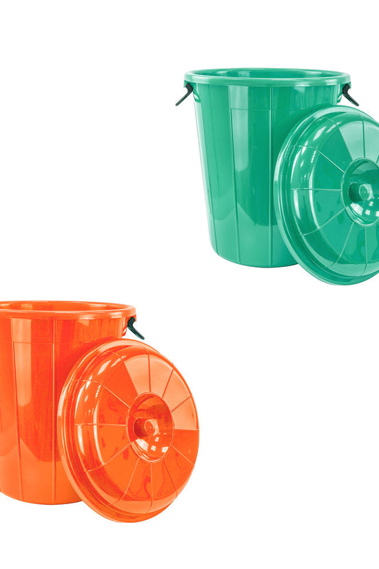 30L Plastic Eco Storage Drum Bin Bucket with Side Handles Assorted Colours