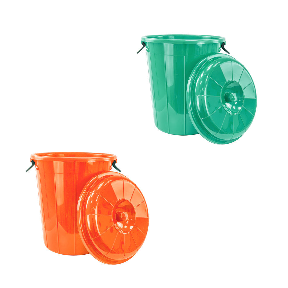 30L Plastic Eco Storage Drum Bin Bucket with Side Handles Assorted Colours