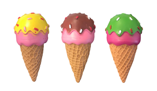 Interactive Squeaky Ice Cream Cone Dog Toy Assorted Colors