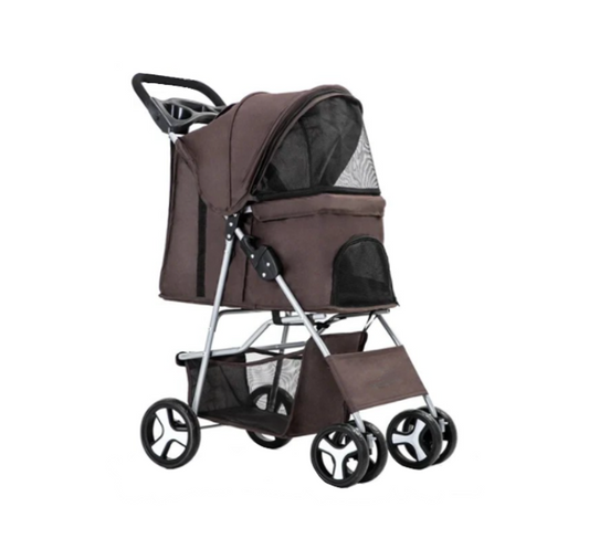 Pet Dog Pram Buggy Stroller with Foam Handle Convenient and Stylish