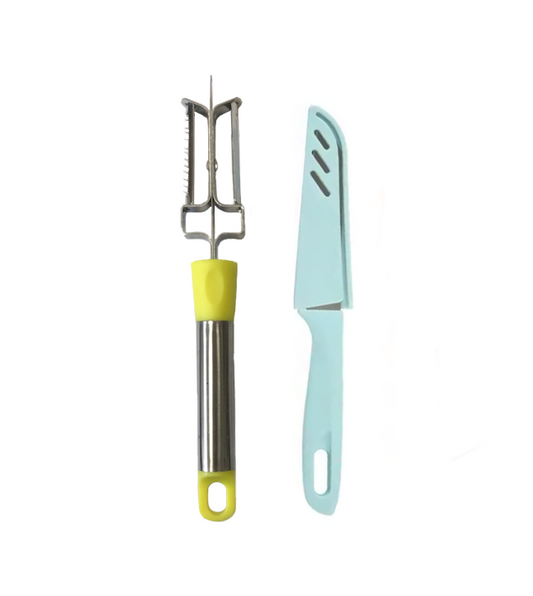 Premium Stainless Steel Double Sided Vegetable Peeler and Knife Set 20 cm