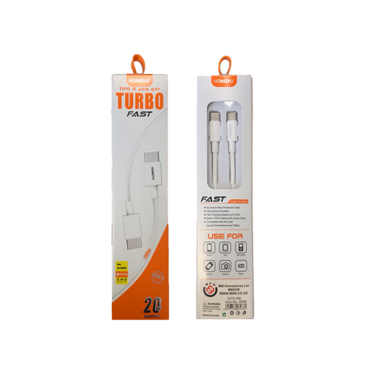 Hongyu Type C USBC to USBC Data Cable Charger White