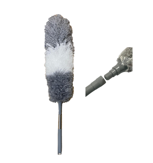 Extendable Grey and White Duster 65cm to 125m Reach