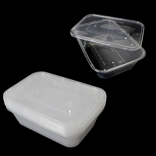 500ml Plastic Food Takeaway Containers Oven and Microwave Safe Pack of 6
