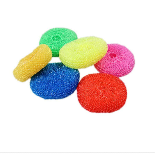 6Pack Assorted Colour Plastic Kitchen Dish Scourers