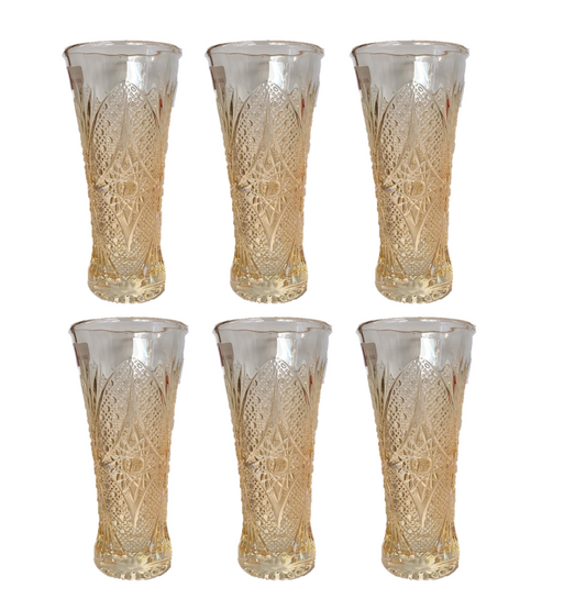 Elegant Yellow Half Pint Decorated Drinking Glass Set of 6 15 x 7 cm