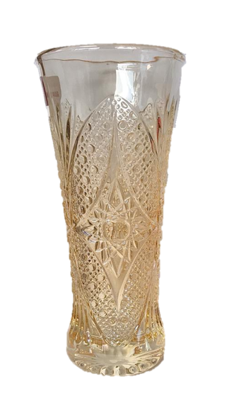 Elegant Yellow Half Pint Decorated Drinking Glass Set of 6 15 x 7 cm