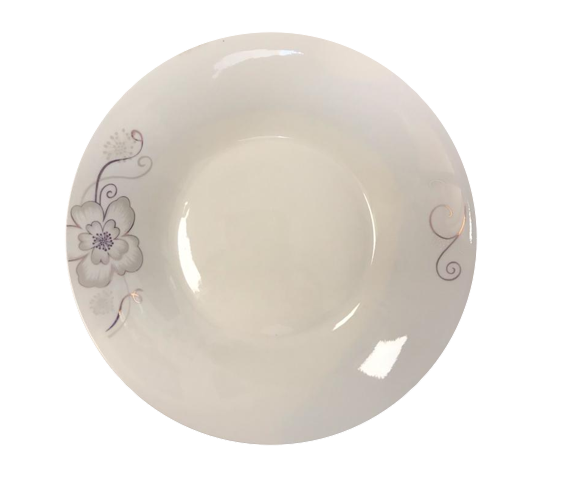 White Floral Design Ceramic SaladDessert Plate 23 x 4 cm