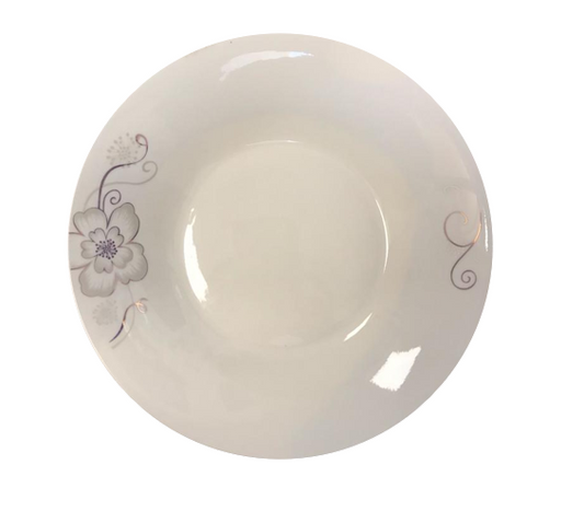 White Floral Design Ceramic SaladDessert Plate 23 x 4 cm