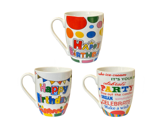 Happy Birthday Ceramic Tea Coffee Mug Assorted Designs