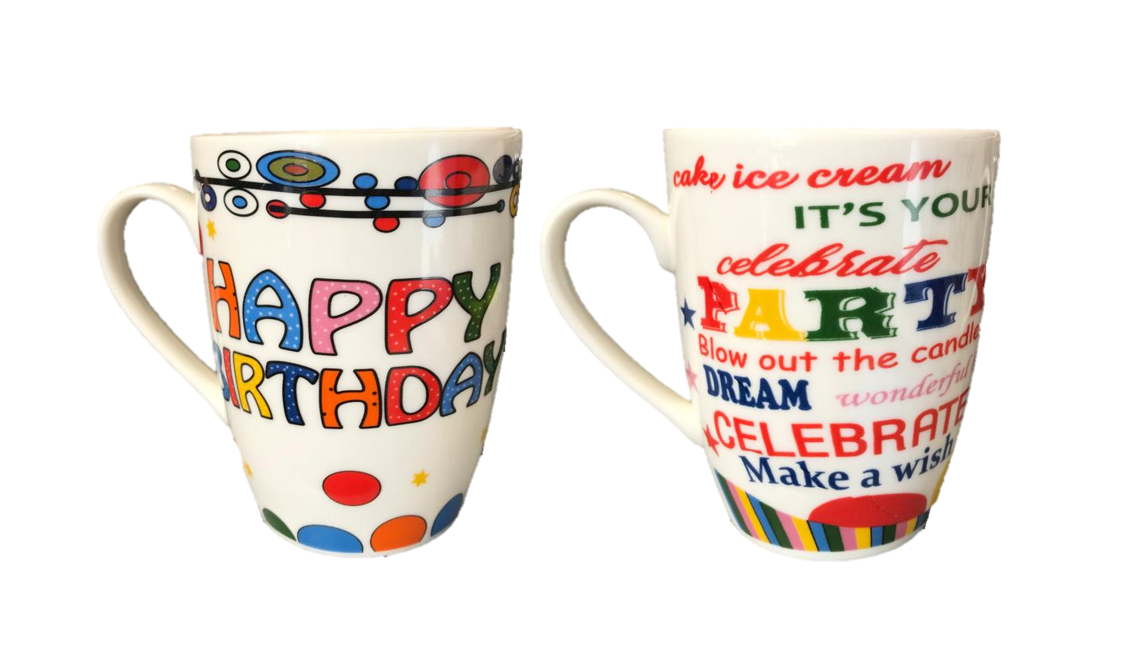 Happy Birthday Ceramic Tea Coffee Mug Assorted Designs
