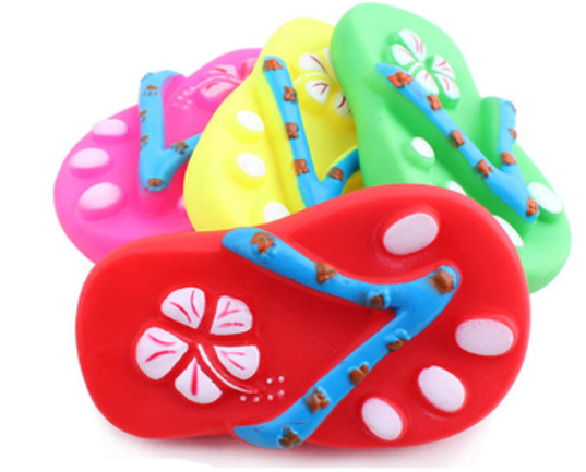 Interactive Pet Dog Toy Squeaky Slipper Flipflop Assorted Colors