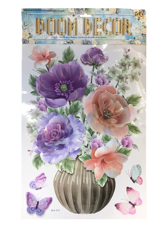 3D Effect Flower Vase Wall Stickers Assorted Designs Colors