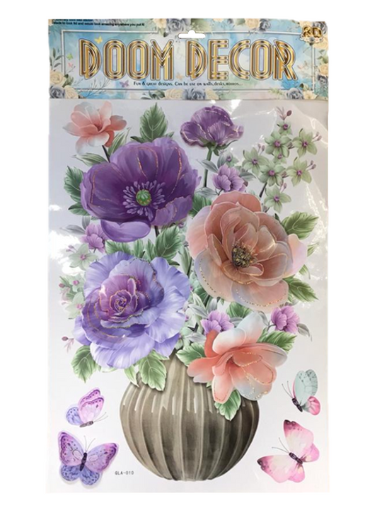 3D Effect Flower Vase Wall Stickers Assorted Designs Colors